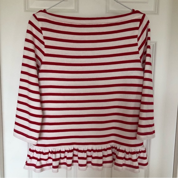 Kate Spade Broome Street 3/4 Sleeve Red Striped Top Size Small - Picture 2 of 4